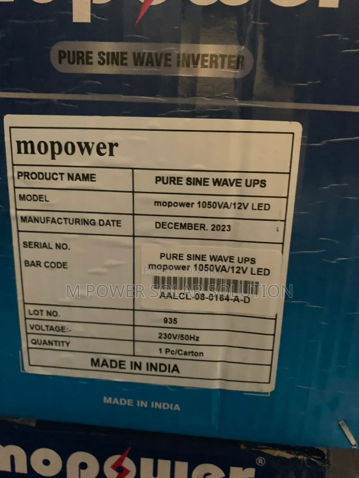 1.05kva 12v Mopower Non-hybrid Solar Inverter