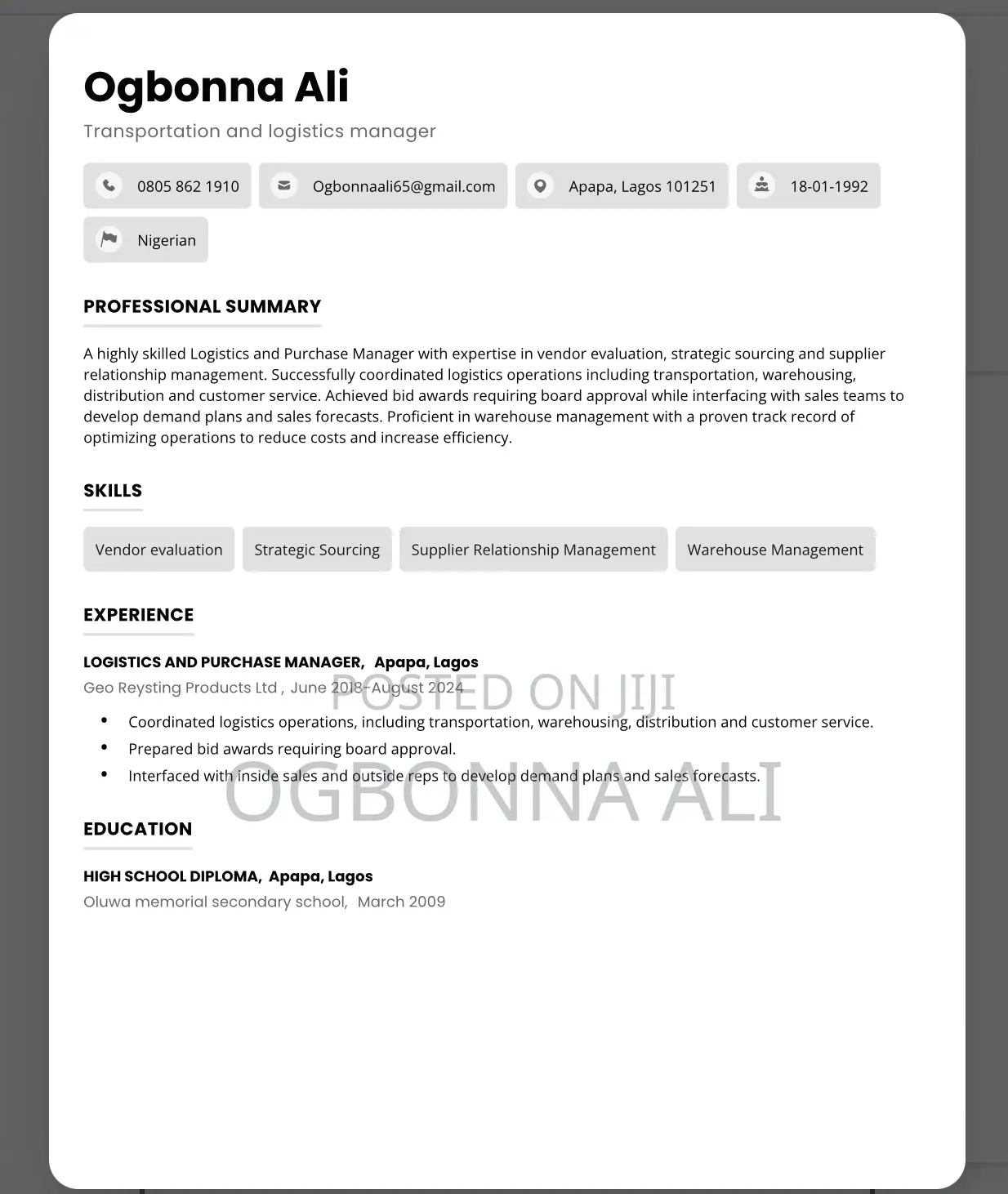 Transportation Manager