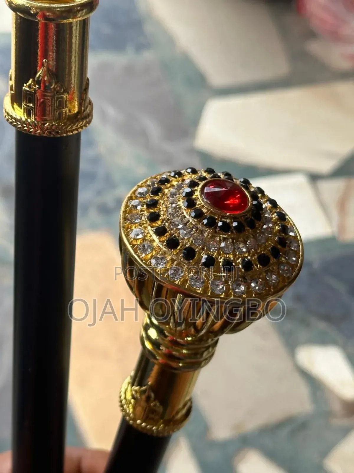Black Body Stoned Head Staff
