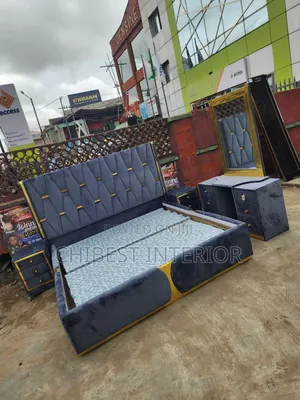 Six by Six Upholstery Bed With Bed Sides and Mirror
