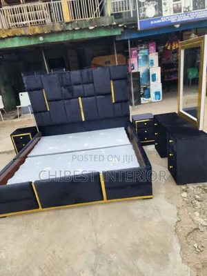 Upholstery 6by6 Bed With 2 Side Drawers and Mirror