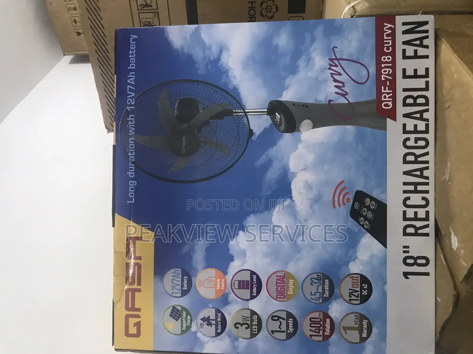 Energy Efficient QASA 18" Rechargeable Fan QRF-7918 Curvy