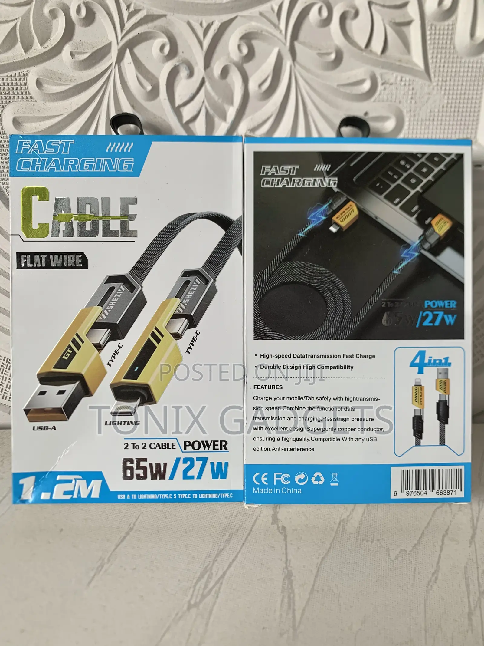 4 in 1 Convertible Data Cable-65w Multiple Charging Cable~1M