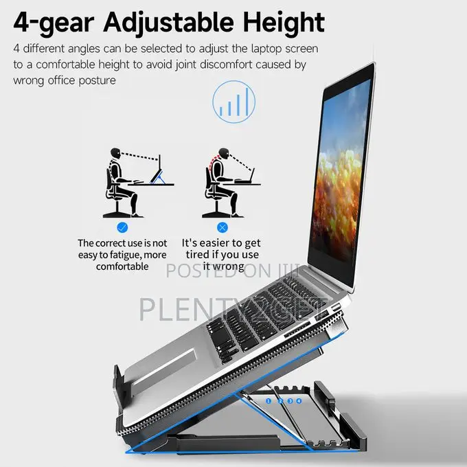Mc Laptop Stand With Cooling Fan Low Noise Adjustable Height
