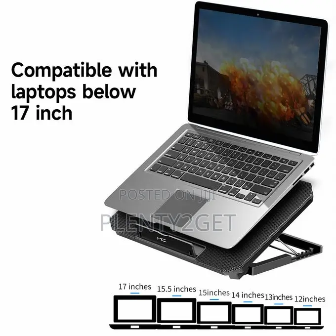 Mc Laptop Stand With Cooling Fan Low Noise Adjustable Height