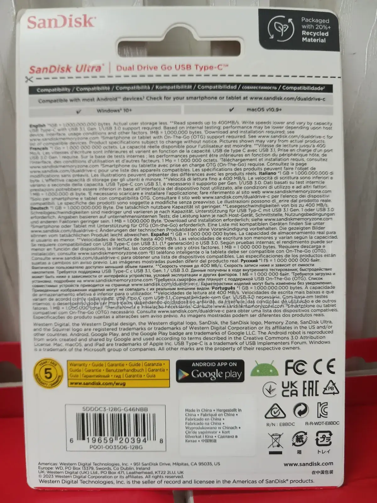 Sandisk Ultra Dual Drive Go Usb Type-C ( 128gb )