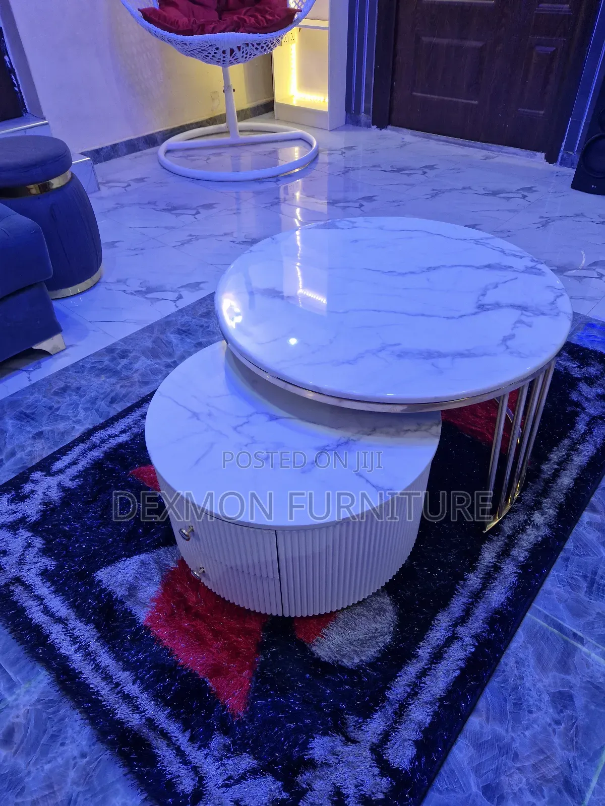 2_in_1 Centre Table With Two Drawer(White)