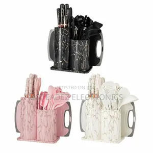 Marble Design Quality Silicone Spoons, Knives, Cutting Board