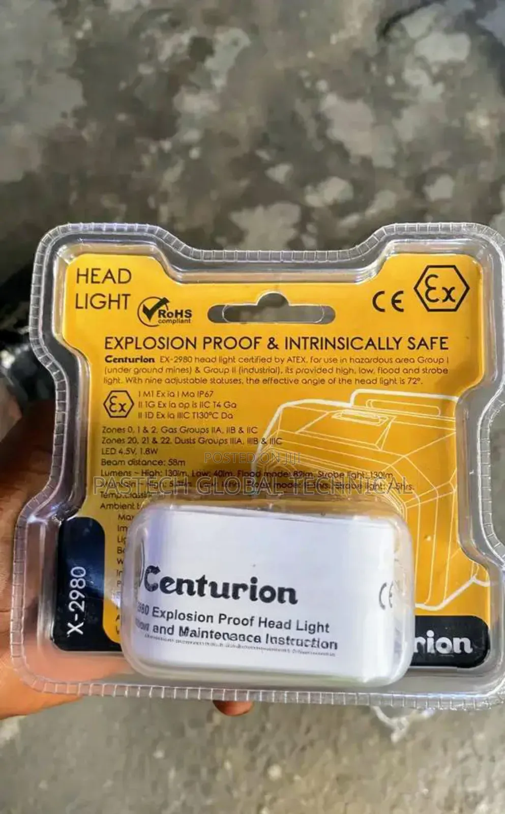 Centurion EX-2980 ATEX Intrinsically Safe Head Light