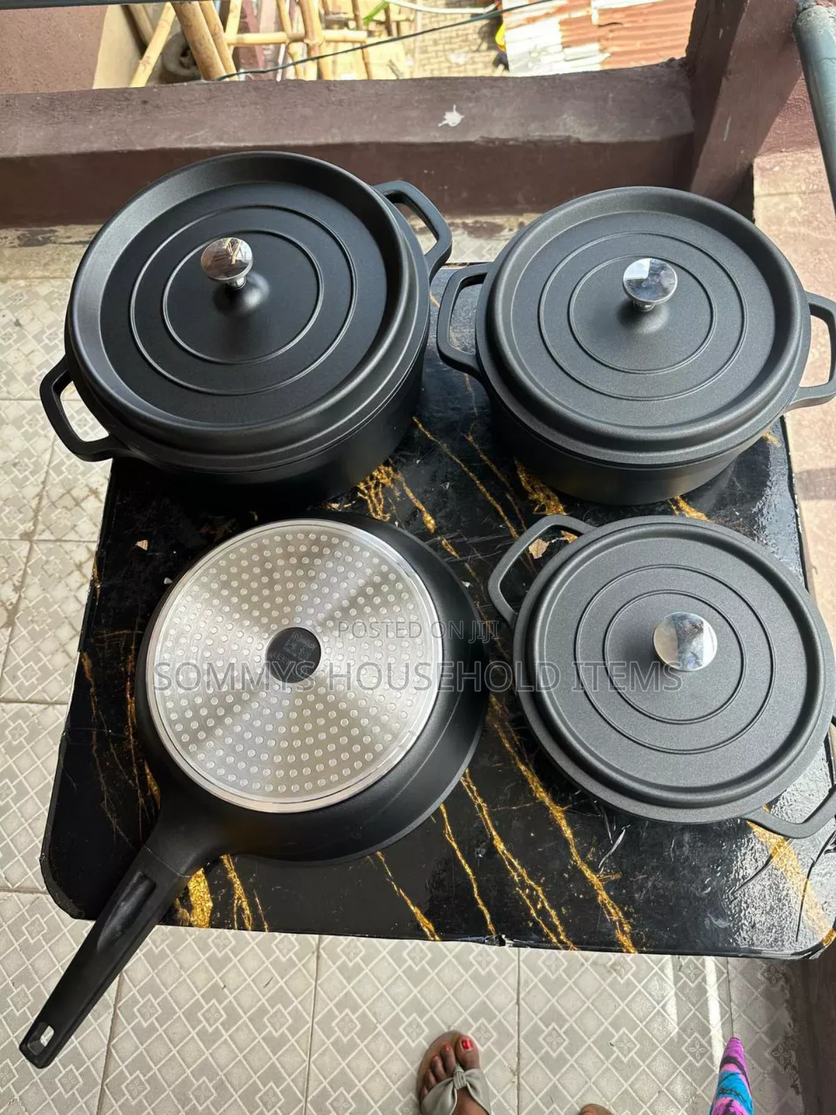 4pcs High Quality Cast Iron Pot With Pan