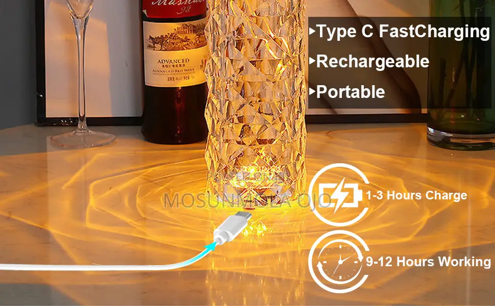 Rechargeable USB Crystal Table Touch Lamp