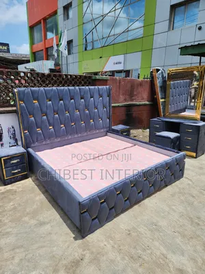 Set of 6by6 Padded Bed With Mirror and Cupboards