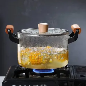 Borosilicate Glass Stockpot With Wooden Handles 3.5L