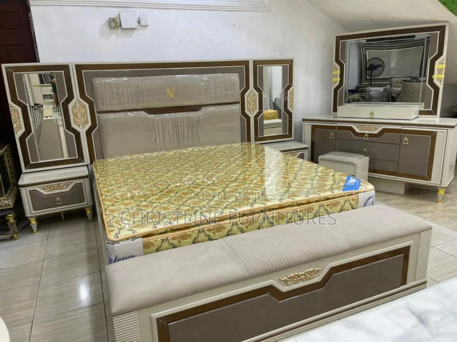 Quality Imported Bedframe With Mirror Console