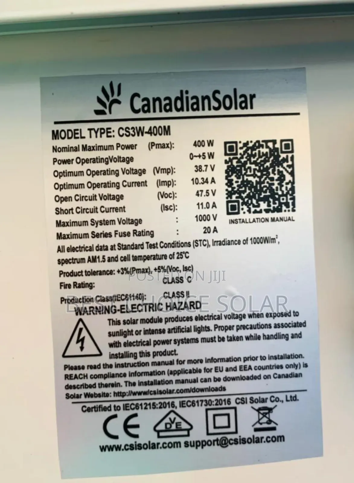 400w Canadian Solar Panel Mono
