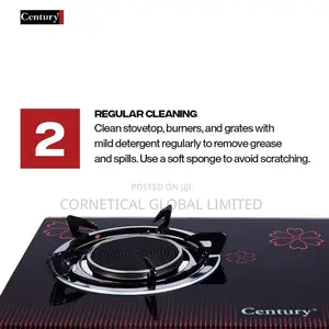 Century Glass Table Top Gas Stove Cooker 2 Burner