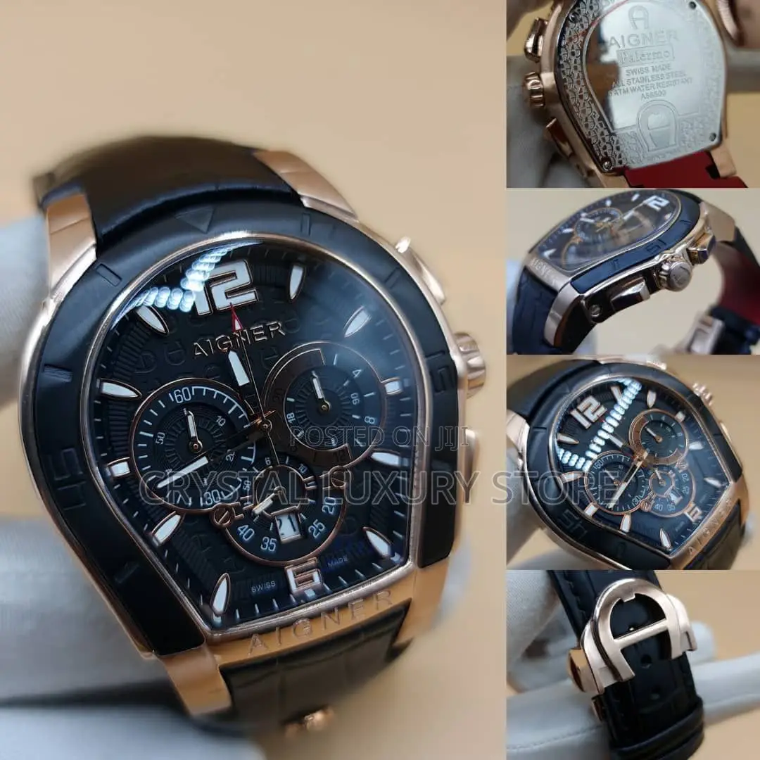 Aigner Quality Luxury Men Genuine Leather Wristwatch