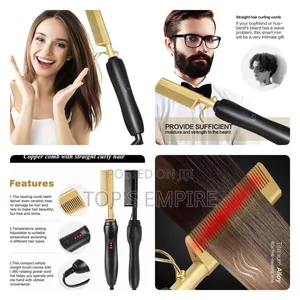 Straight/Curly Gold Plated Hair Styling Comb