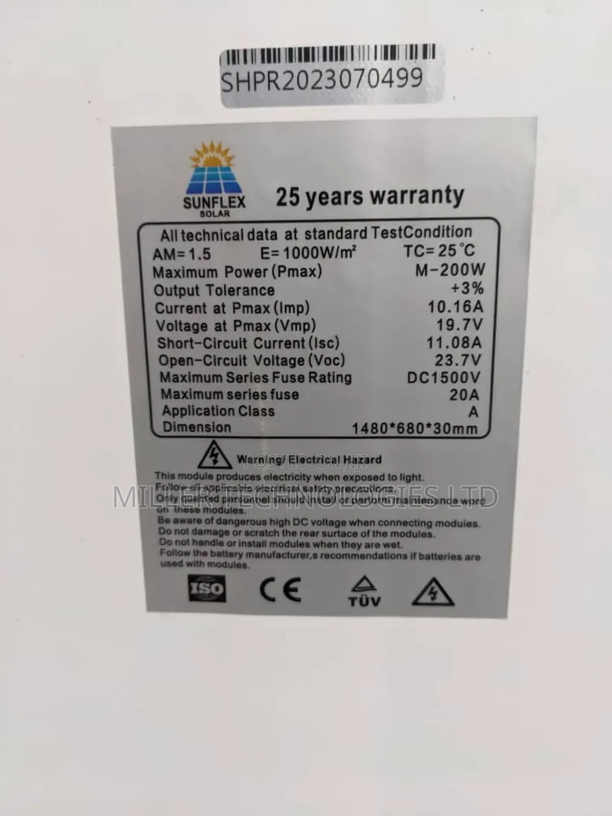 Sunflex New Solar Panel 200w