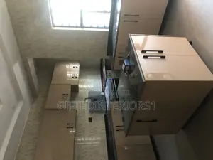 High Glossy Kitchen Cabinets, Island With Marble Top