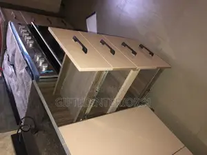 High Glossy Kitchen Cabinets, Island With Marble Top