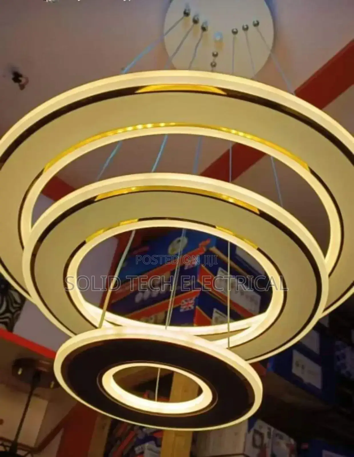 3 Step Ring Chandelier Warmwhite and Blue