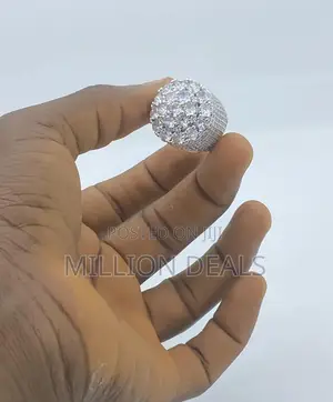 Dotted Iced Luxury Men's Silver Ring