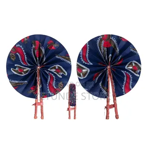 Handheld African Fabric Folding Fan
