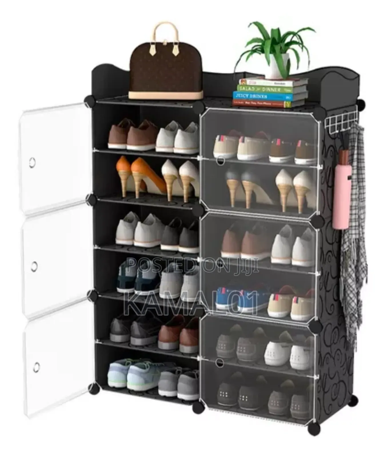 Portable Shoe Rack 6 Layer Cube Storage Transparent Door