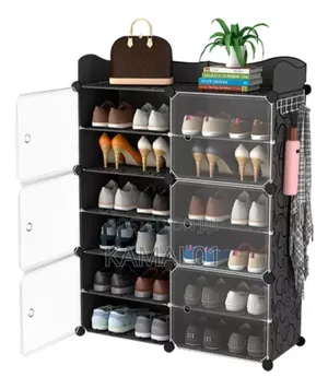 Portable Shoe Rack 6 Layer Cube Storage Transparent Door
