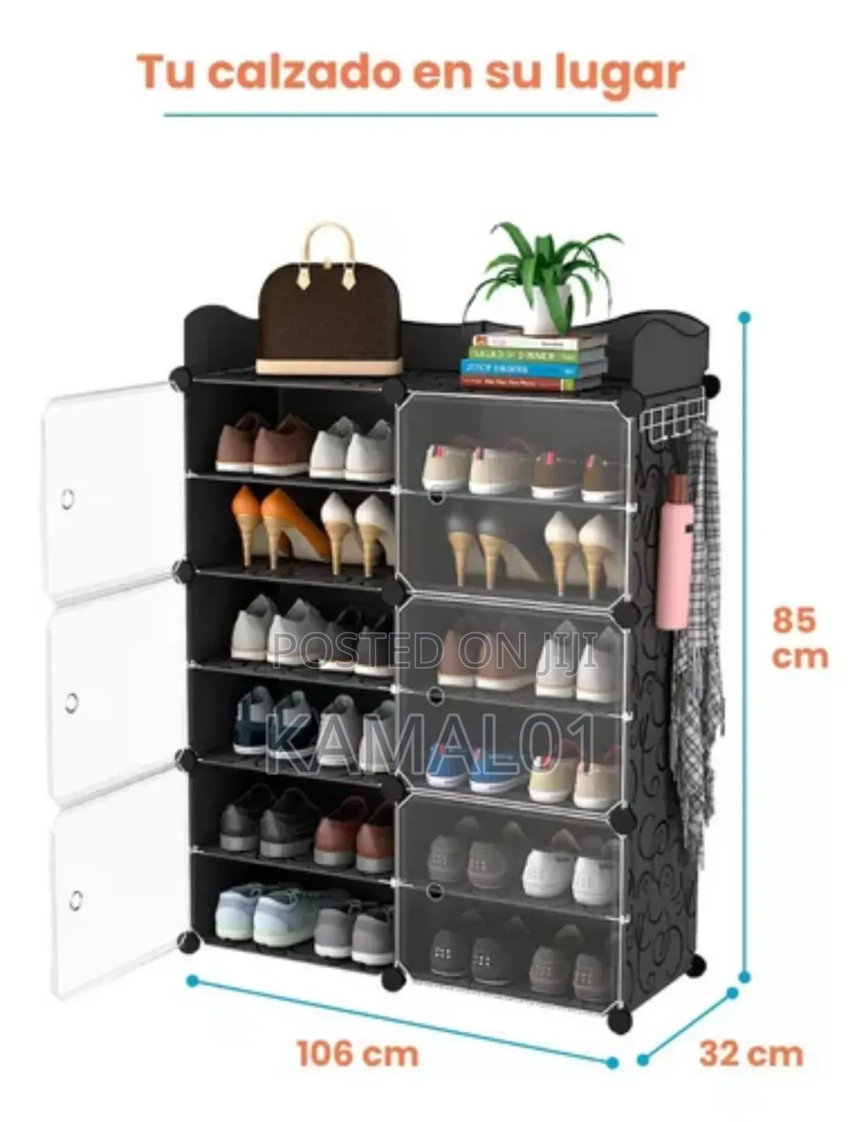 Portable Shoe Rack 6 Layer Cube Storage Transparent Door