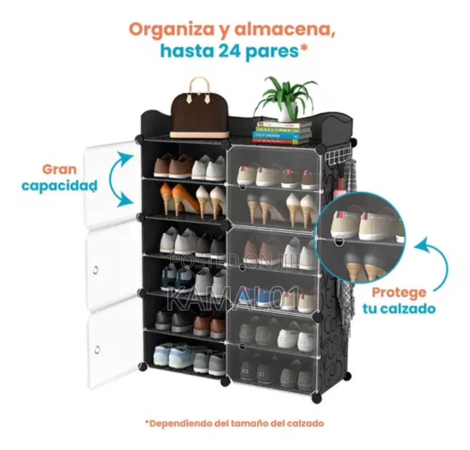 Portable Shoe Rack 6 Layer Cube Storage Transparent Door