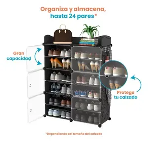 Portable Shoe Rack 6 Layer Cube Storage Transparent Door