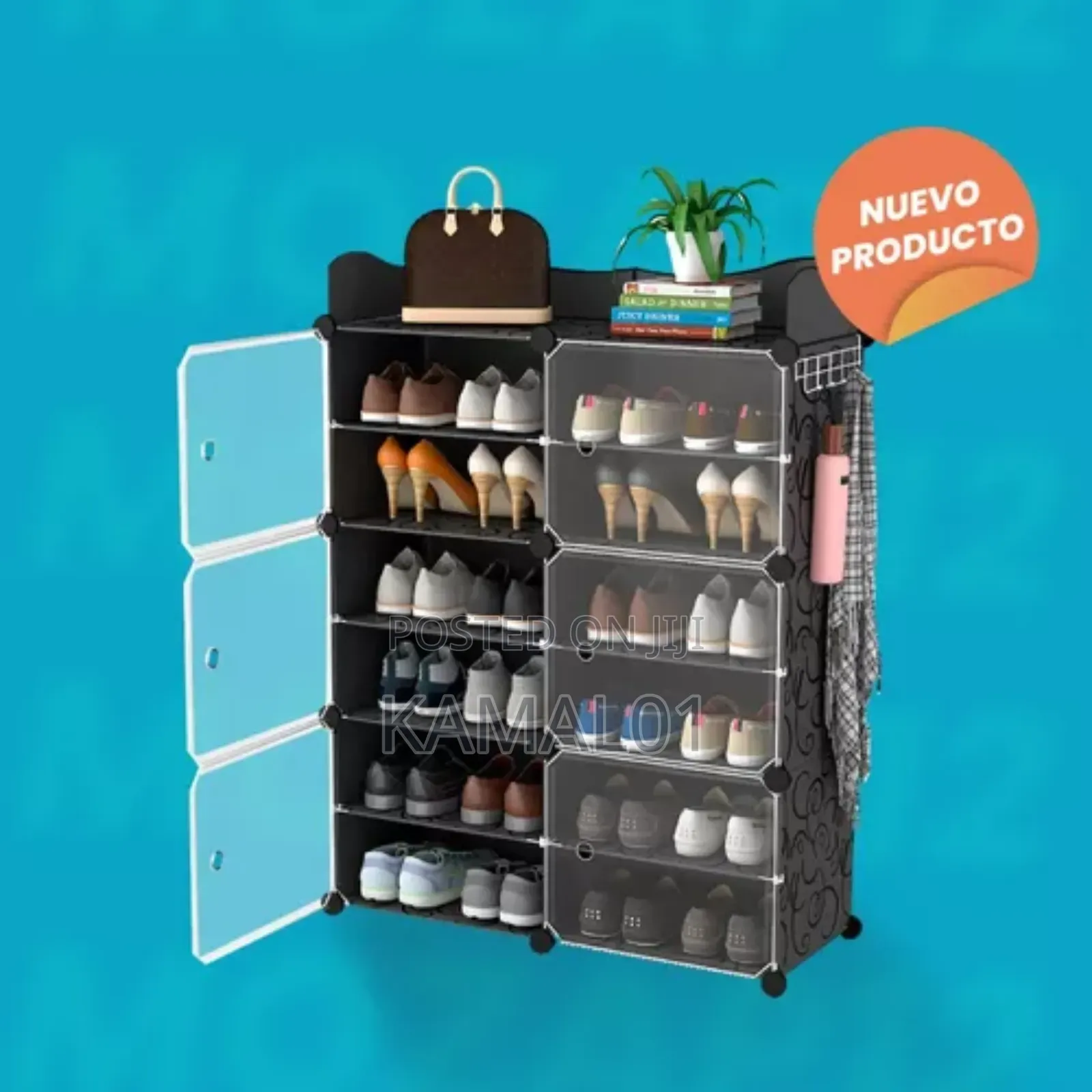 Portable Shoe Rack 6 Layer Cube Storage Transparent Door