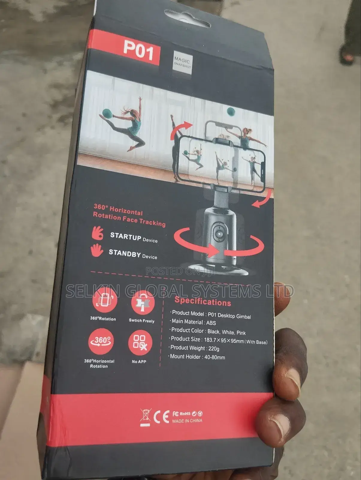 Phone Auto Face Tracking Gimbal Stabilizer 360° Rotation