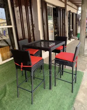 High Bar Chairs and Table With Padded Seat