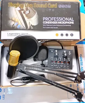 Condenser Microphone With V8 Live Sound Card