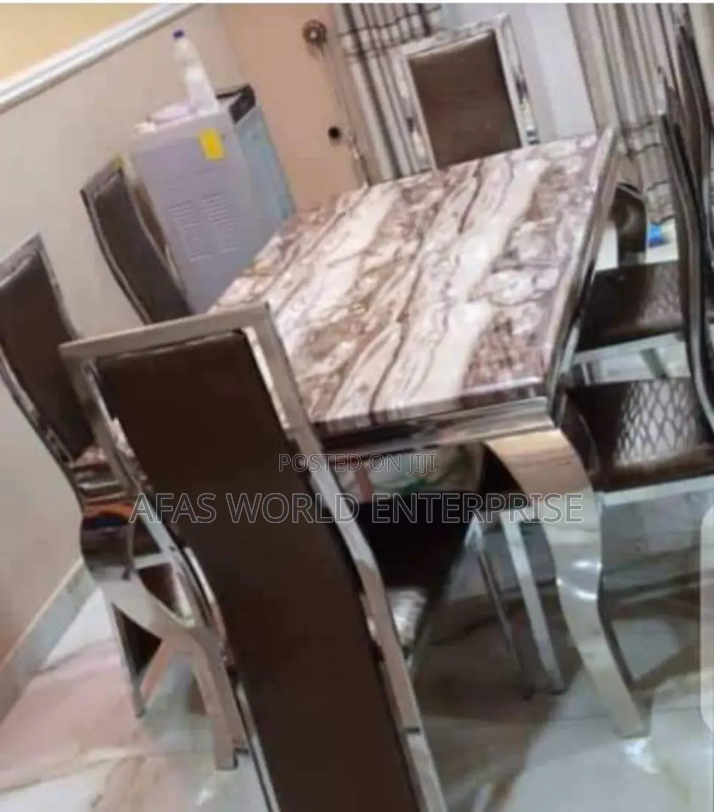 Foreign Marble Dining Table With Six Chairs