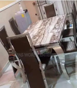 Foreign Marble Dining Table With Six Chairs