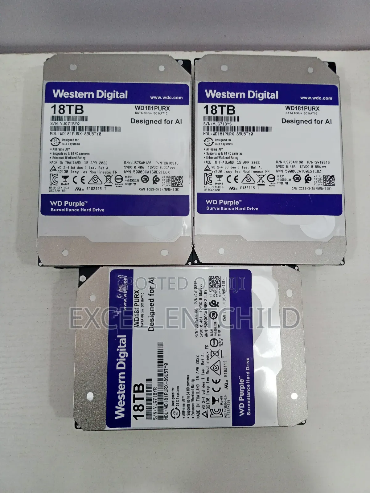 18tb Wd Purple Surveillance HDD Desktop Design for Ai