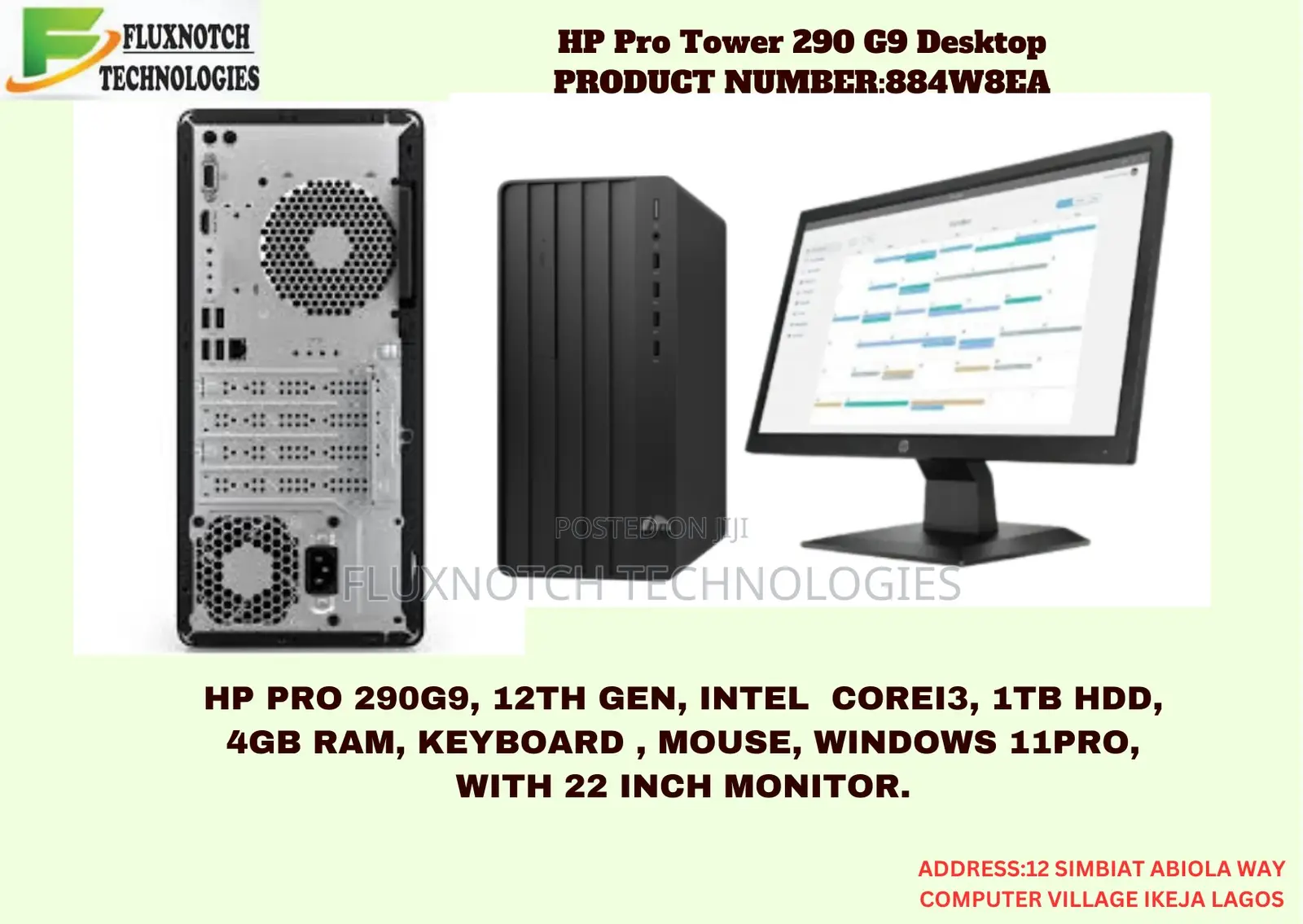 New Desktop Computer HP 290 G9 4GB Intel Core i3 HDD 1T