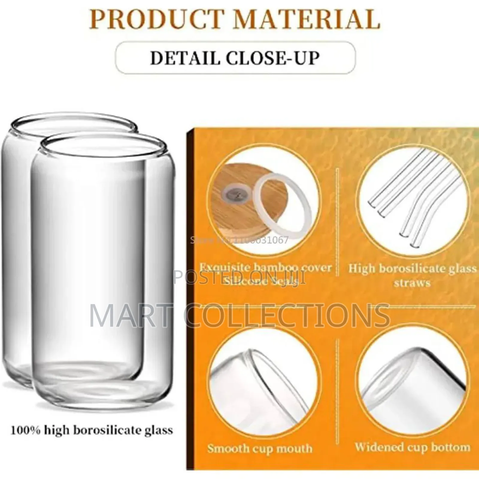 Transparent Glass Cup Straw