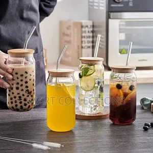 Transparent Glass Cup Straw