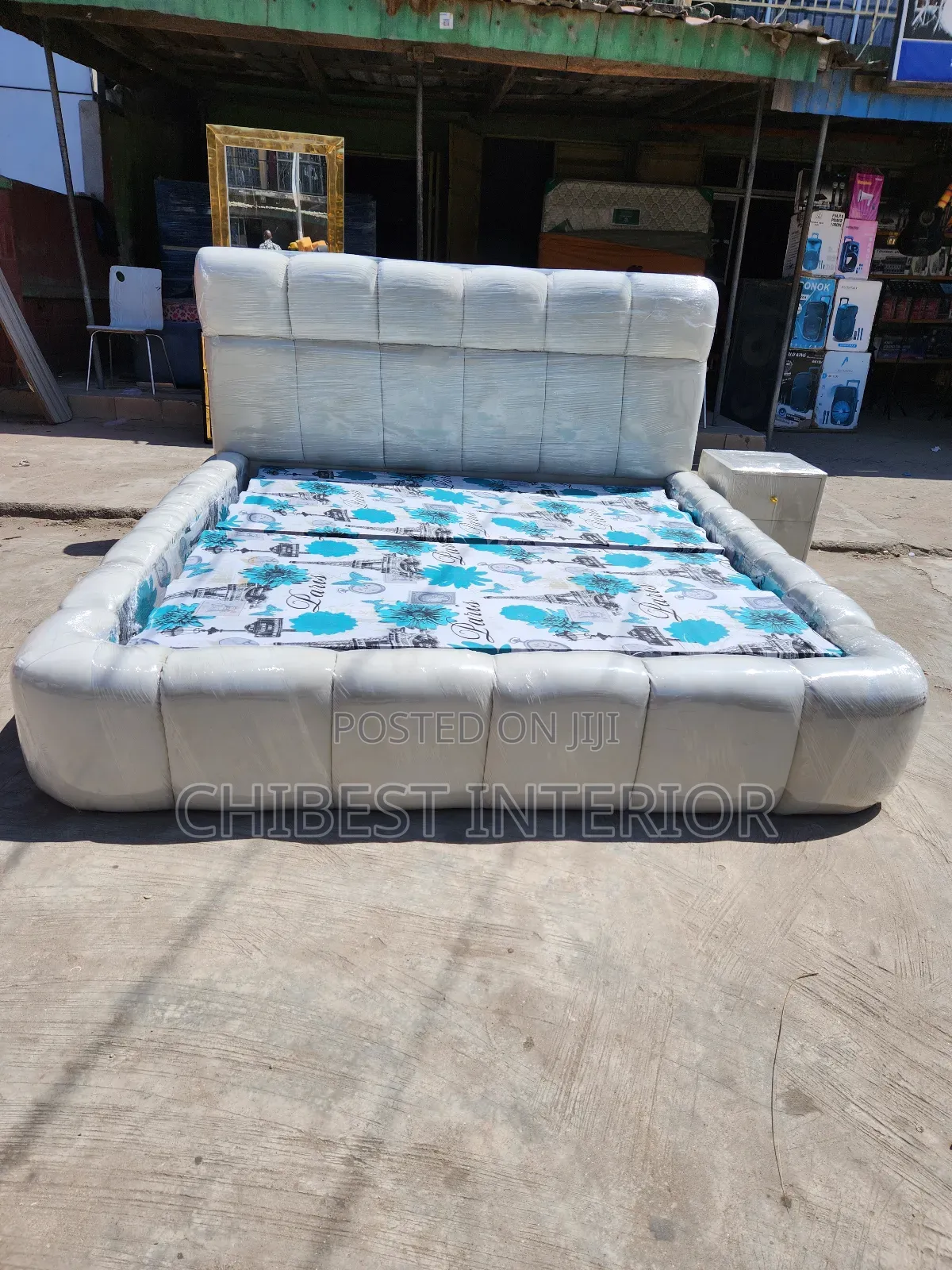 Quality 6by6 Upholstery Padded Bed Frame With Bed Side