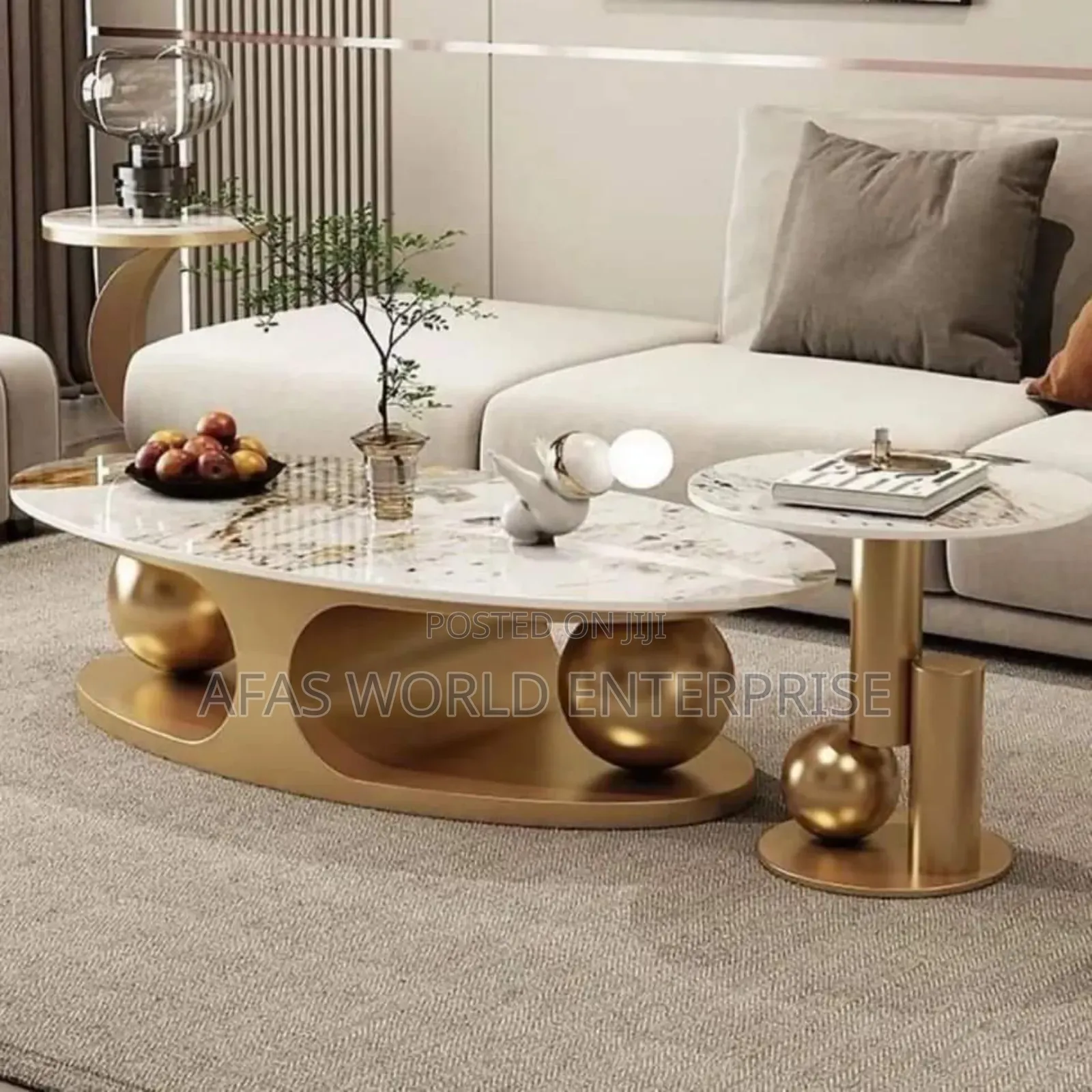 Marble Center Table With One Side Stool