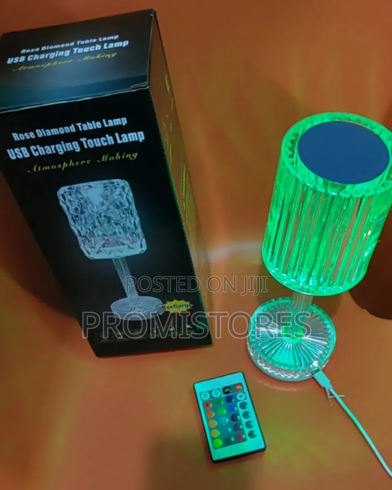 Modern Rose Diamond Table/Bedside Lamp With Remote Control