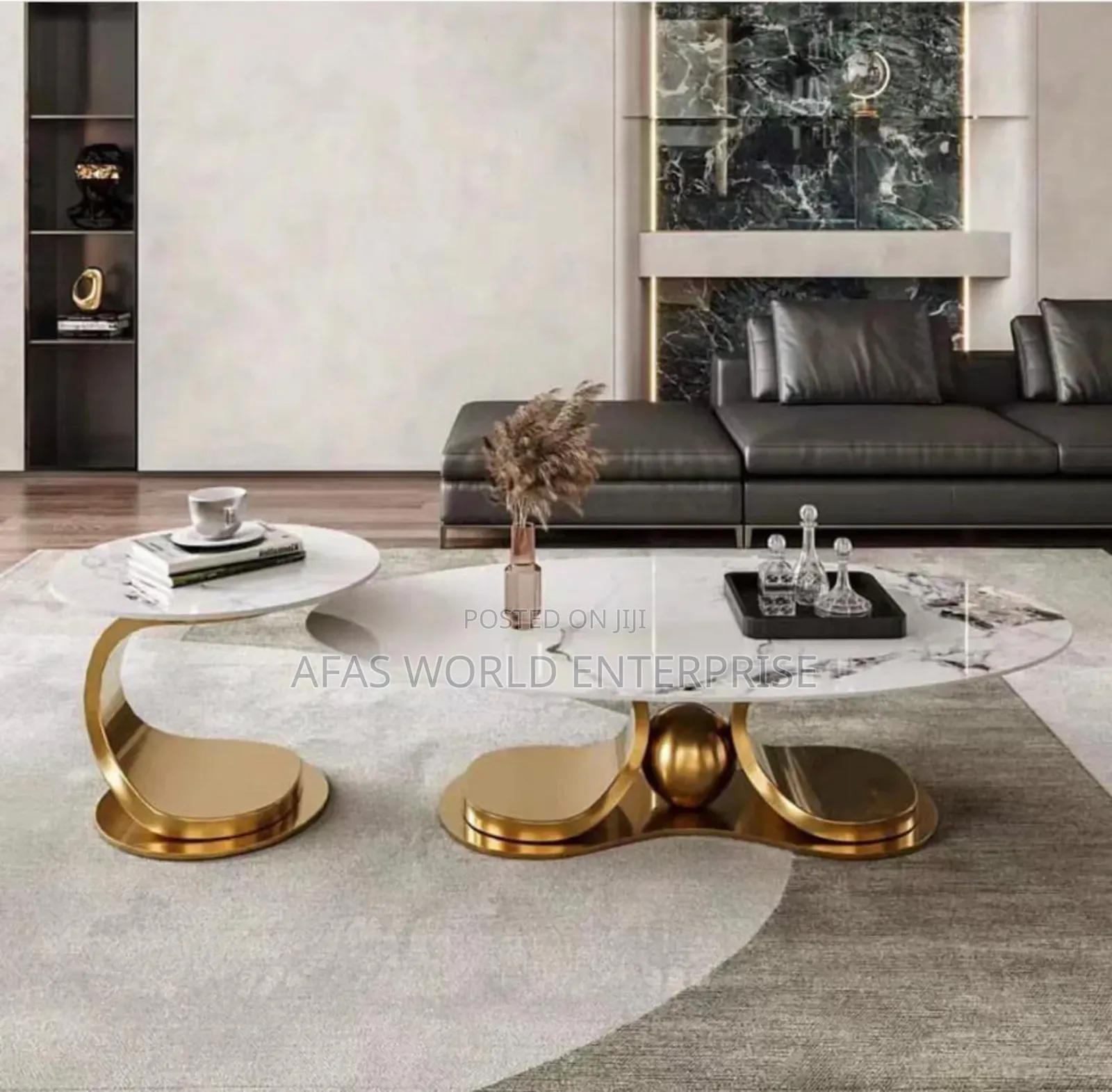 Marble Center Table With One Side Stool