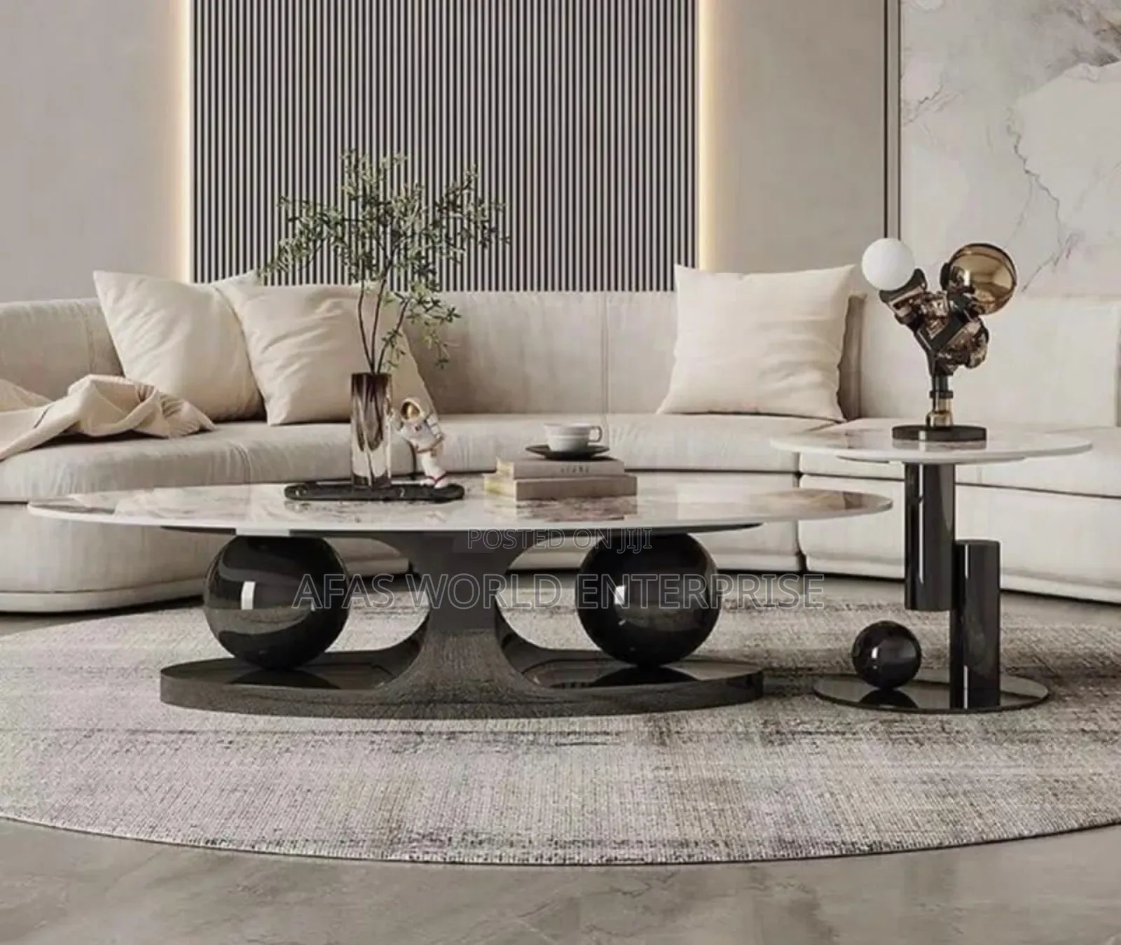 Marble Center Table With One Side Stool