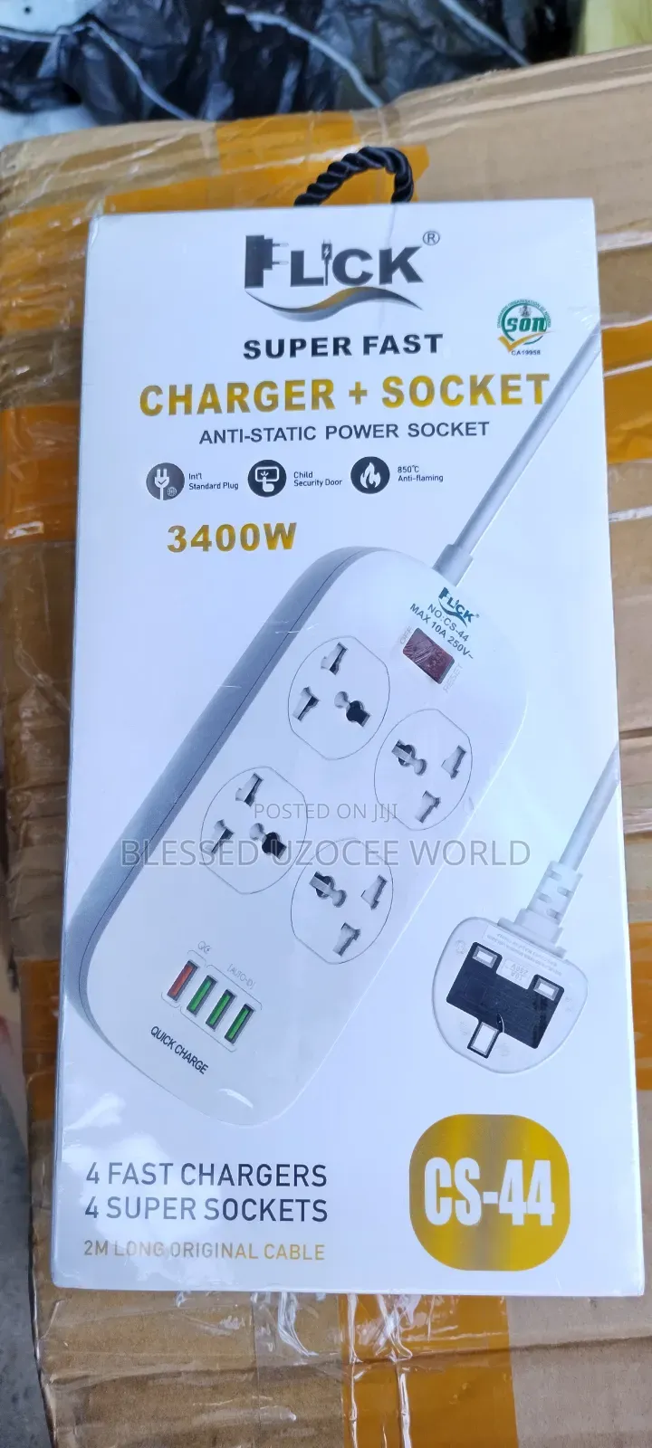 Flick Superfast + Super Socket Power Extension 4usb+4 Socket