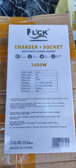 Flick Superfast + Super Socket Power Extension 4usb+4 Socket
